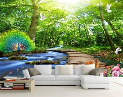 Modern 3d Living Room Painting Wallpaper Beautiful Stereoscopic Forest