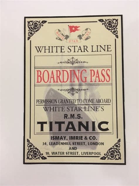 Titanic Dinner Menu And Titanic First Class Boarding Pass Etsy