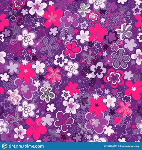 Neon Bright Floral Surface Pattern Stock Vector Illustration Of Funky