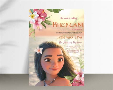 Moana Birthday Invitation Moana Birthday Party Invite Editable