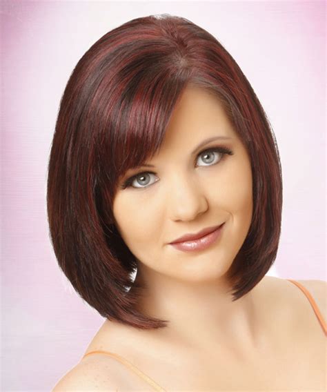 See more ideas about hair color burgundy, burgundy hair, hair styles. Medium Straight Formal Layered Bob Hairstyle with Side ...