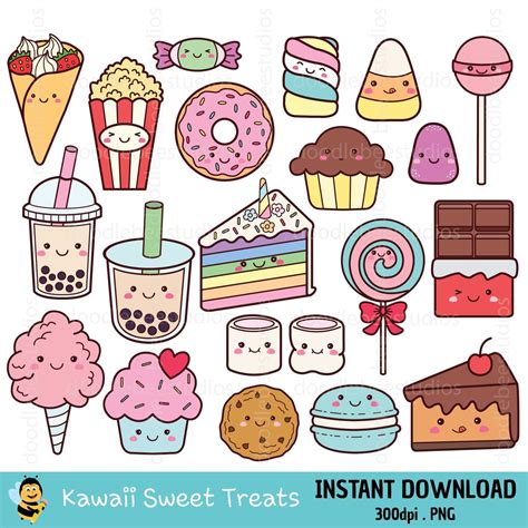 Kawaii Sweet Treats Clipart Sweet Treats Clipart Sweet Snacks Clip