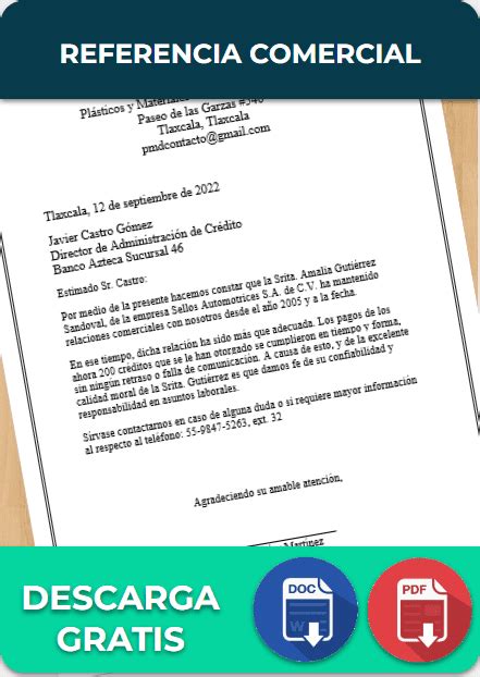 Referencia Comercial Ejemplos Formatos Word Excel
