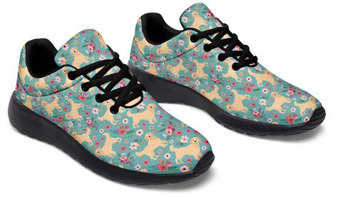 Golden Retriever Flower Athletic Sneakers