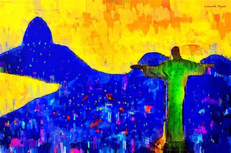 Rio De Janeiro And Christ Two Pa Painting By Leonardo Digenio Fine