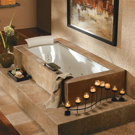 Find inspiration to create your own personal oasis with these projects featuring popular counter materials like marble, quartz, and wood; jacuzzi whirlpool fuz7236w fuzion undermount drop in tub ...