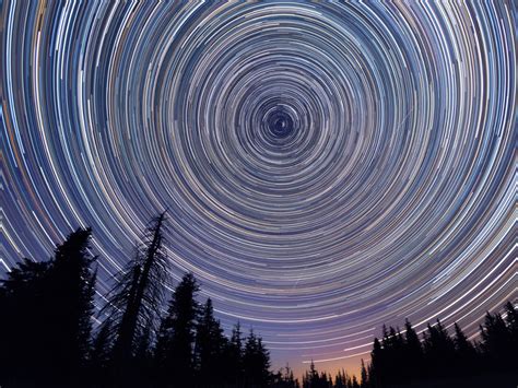 Concentric Star Trail Rotating Around The Star Polaris British Columbia
