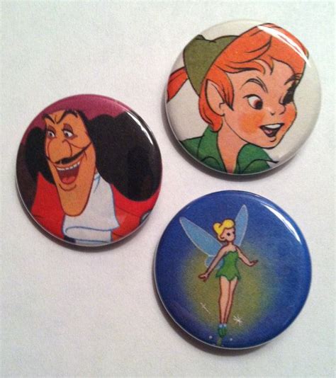 3 Disneys Peter Pan Pin Back Buttonsbadges 1 14 Free Shipping