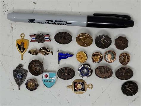 Group Of Lapel Pins Sports Business Political Many Quality Enameled Circa 1910 1960