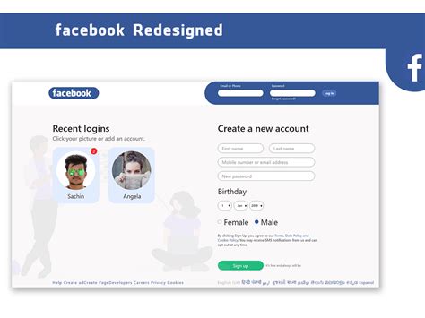 Facebook Login Page Redesign Uplabs