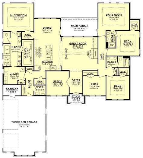 4 bedroom floor plans house home designs celebration homes in. Ranch Style House Plan - 4 Beds 3.5 Baths 3044 Sq/Ft Plan ...