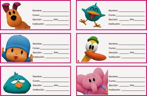 Etiquetas Para Cuadernos Los Amigos De Pocoyo 042