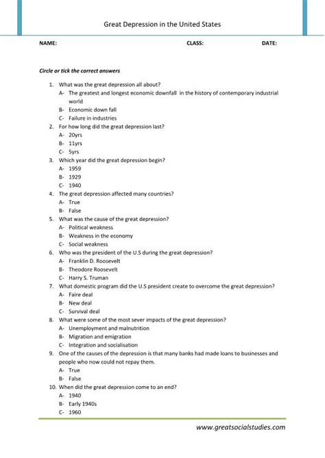 Trace the causes that led. The great depression summary, super teachers worksheets | GREAT SOCIAL STUDIES