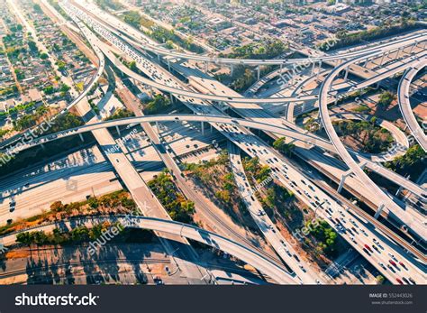 Aerial View Of A Massive Highway Intersection In Los Angeles Aerial
