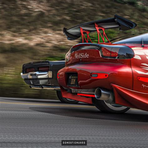 Doms Dodge Charger Meets Torettos Weird Mazda Rx 7 In Digital Drag