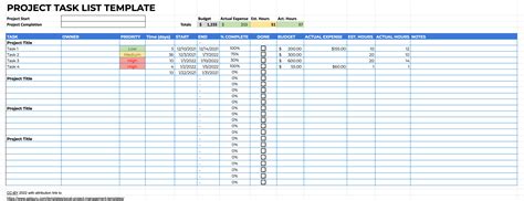Excel Tasks Template