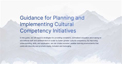 Guidance For Planning And Implementing Cultural Competency Initiatives