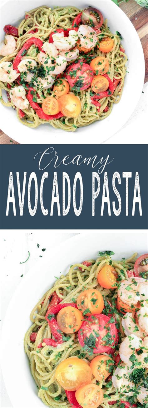Creamy Avocado Pasta With Garlic Shrimp