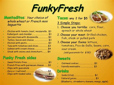 Funky Fresh Menu Funky Fresh Food Truck
