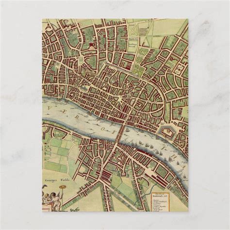 Vintage Map Of London 17th Century Postcard Zazzle