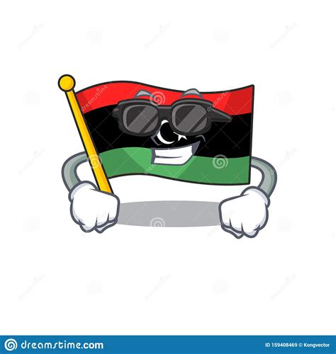 Super Cool Flag Libya Cartoon Isolated The Mascot Stock Vector