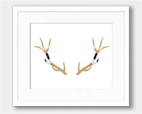 Deer Antler Poster Painted Antlers Print By Thekismetprintpress 500