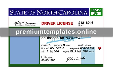 North Carolina Drivers License Editable Template V1 Premium Templates