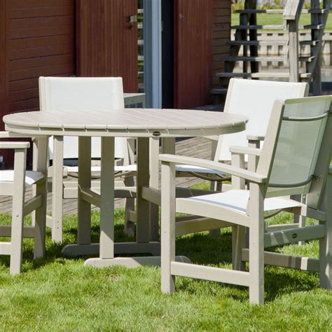 Polywood Coastal 4 Seat Round Dining Set In 2020 Outdoor Dining Set