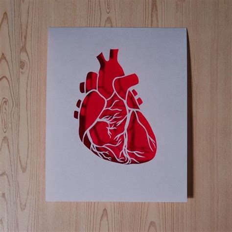 How to cut a circle of paper hearts. Items similar to Anatomical Heart Papercut 8x10 on Etsy ...