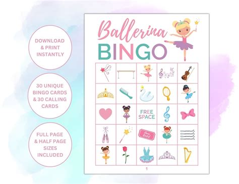30 Tarjetas De Bingo Imprimibles Con Temática De Bailarina Etsy México