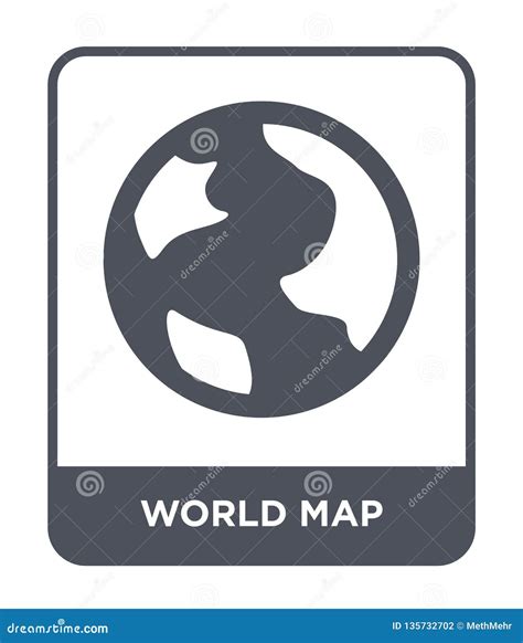 World Map Icon In Trendy Design Style World Map Icon Isolated On White