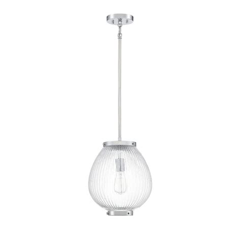 Polished Chrome Farmhouse Ribbed Glass Globe Hanging Pendant Light In The Pendant Lighting