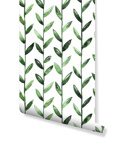 Self Adhesive Green Leaves Floral Botanical Removable Wallpaper Cc003