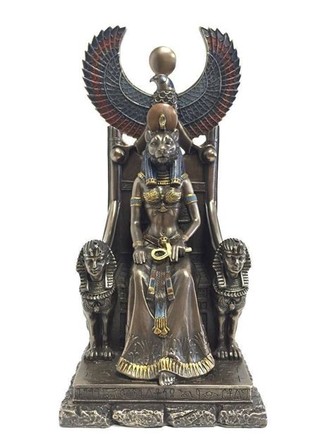 Egyptian Goddess Sekhmet Sitting In Throne Statue Egyptian Goddess