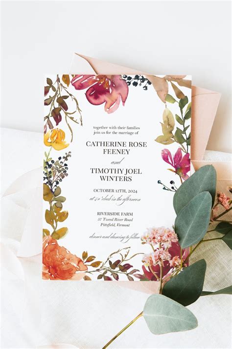Wildflower Wedding Invitation Suite Editable Templates Etsy In 2021