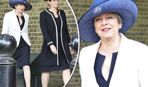Theresa May Flashes Her Chest In Low Cut Dress To Meet Queen Letizia Style Life Style