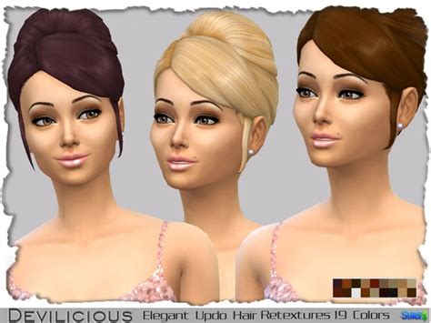 The Sims Resource Elegant Updo Hair Retextures 19 In 1