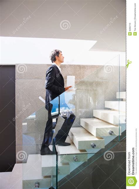 Senior Business Climbing Up A Flight Of Stairs Stock Image Image Of