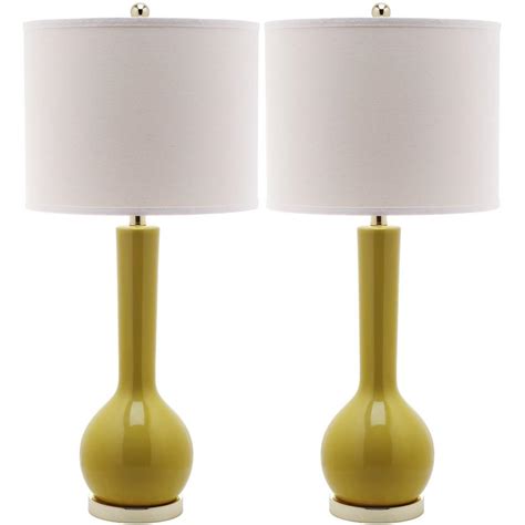 Safavieh Mae 305 In Mustard Gold Long Neck Ceramic Table Lamp Set Of