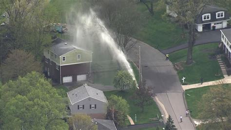 Water Main Break Sends Water Shooting Into Air Near Power Lines In Ross Township Neighborhood