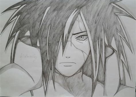 A Pencil Drawing Of An Anime Character With Long Hair And Big Eyes Staring At The Camera