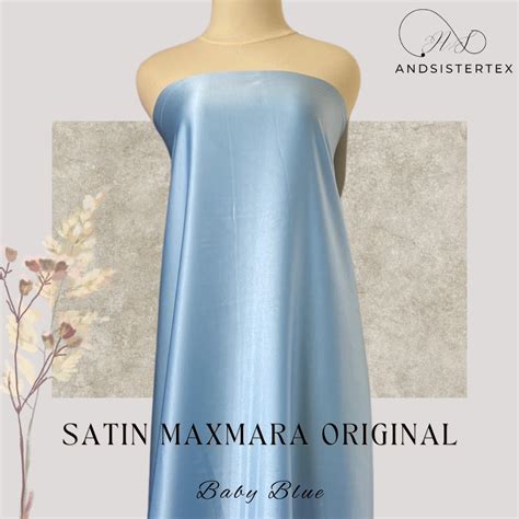 Basic Maxmara Original Pure Silk Satin Fabric Color Baby Blue Sky Blue