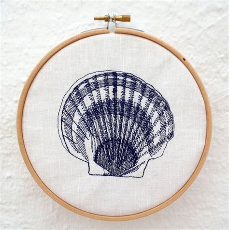 Sea Shells Embroidery Hoop Art Beach Decor Nautical Decor Etsy