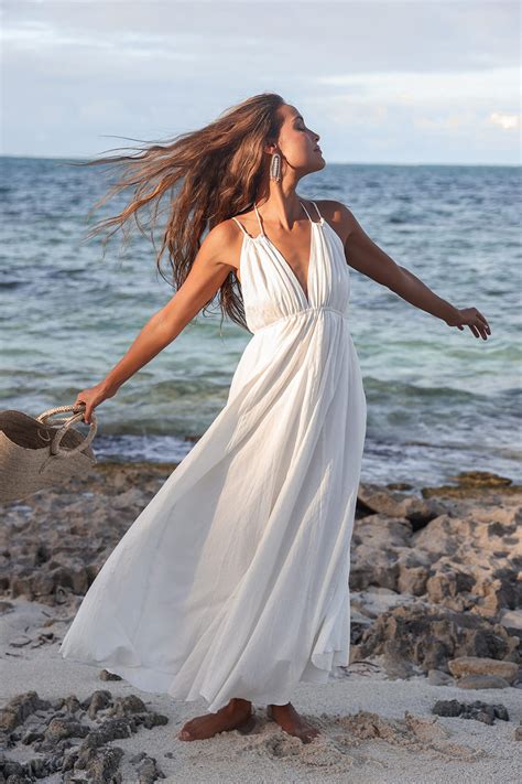 Follow Your Bliss White Strappy Backless Midi Dress Beach White Dress
