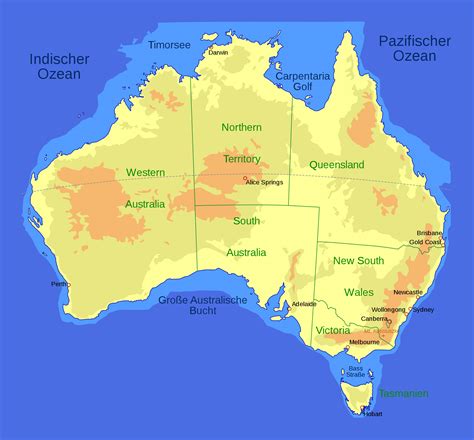 Large detailed elevation map of Australia | Australia | Oceania