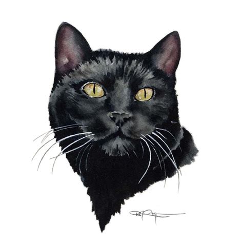 Black Cat Watercolor Original Art Etsy