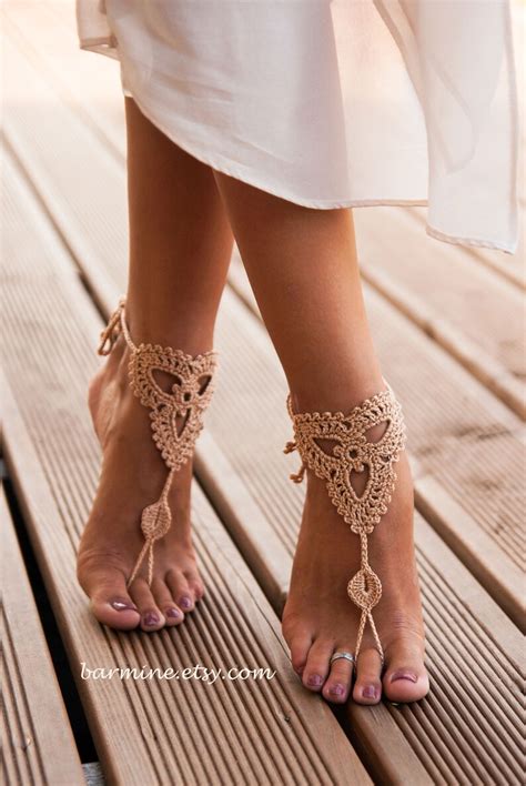 Black Crochet Barefoot Sandals Nude Shoes Foot Jewelry Etsy