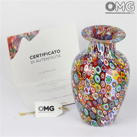 Vase Classique En Verre De Murano Fait Main Millefiori Mix Original Murano Glass S N C