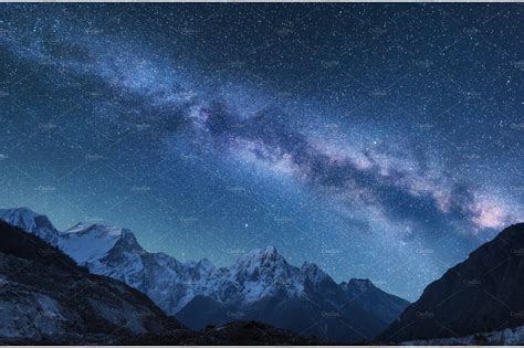 Milky Way And Mountains In Nepal ~ Nature Photos ~ Creative Market