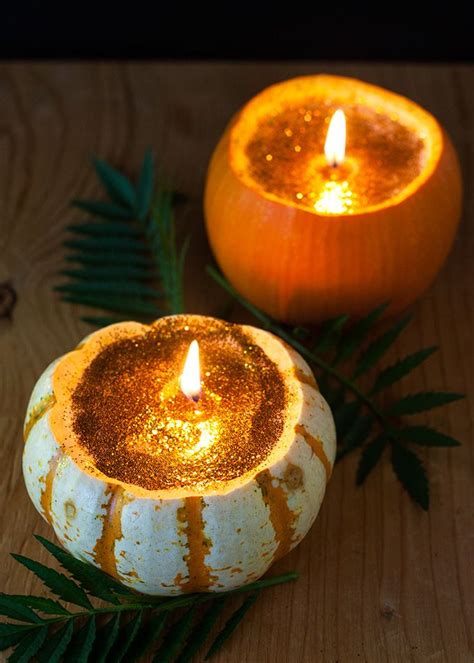Make A Glitter Candle Carved Pumpkin With This Easy Halloween Diy